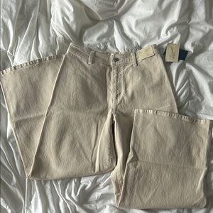 Cream wide leg jeans